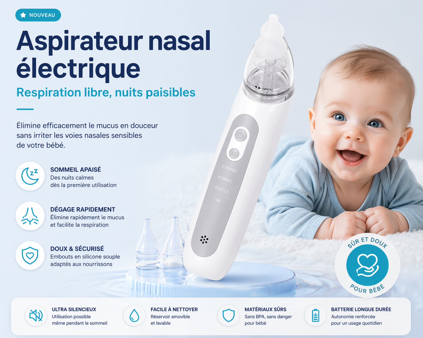 Aspirateur Nasal Électrique BabyRelief™ — Pour les bébés enrhumés